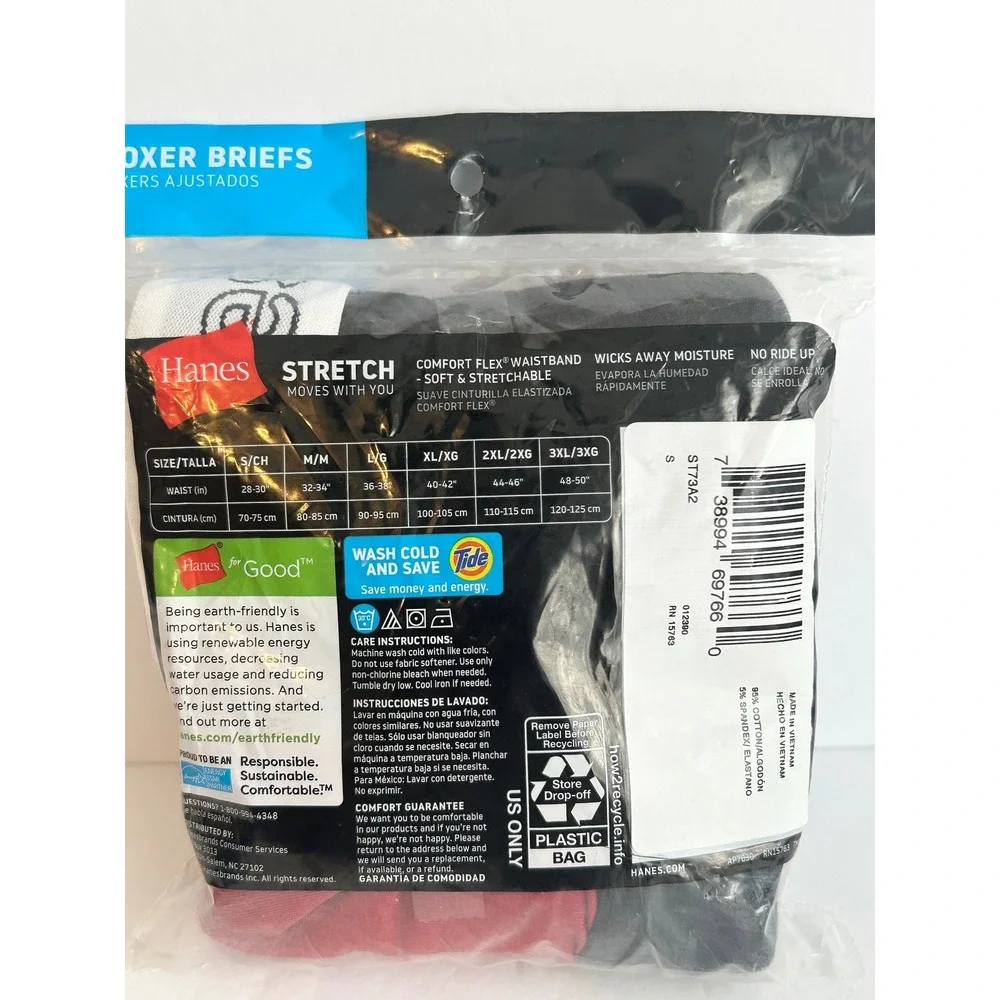 Hanes Mens Boxer Briefs 4 Pack Small S Tagless Cool Comfort Stretch